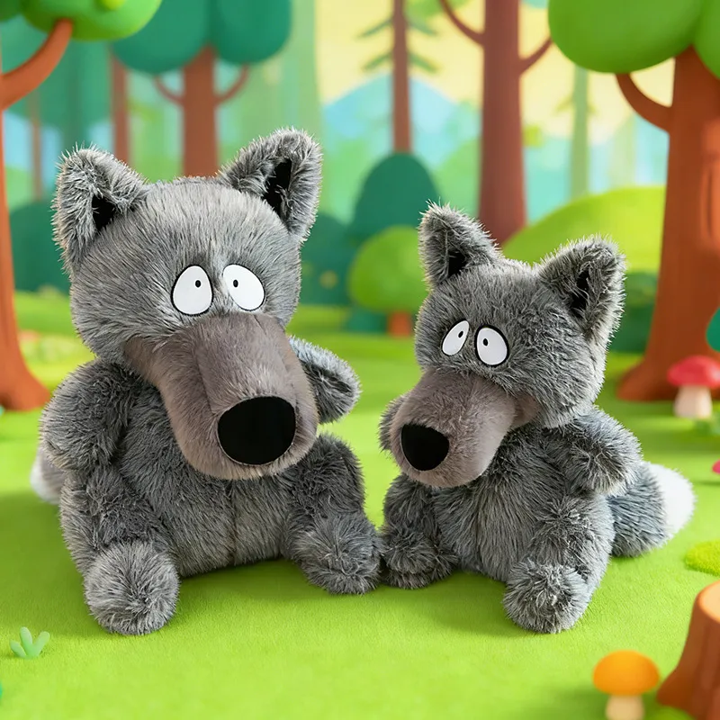 Adorable Xitailang Wolf Stuffed Animal – Cute Cartoon Gray Wolf Plush, Festival Gift for Kids and Wolf Lovers